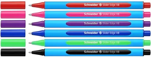 Schneider Kugelschreiber Slider Edge XB, 6er Set Colours - Viscoglide-Technologie für müheloses Schreiben, umweltfreundlich aus 83 % recyceltem Kunststoff