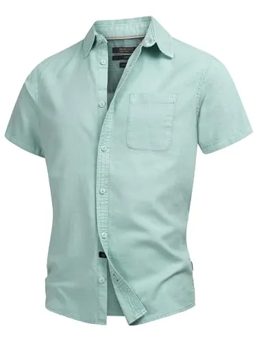 Indicode Kurzarmhemd INGunther - Stilvolles Design für warme Tage - Hemden mit klassischem Kragen und praktischer Brusttasche, aus hochwertigem Baumwoll-Leinen-Mix für ein luftiges Tragegefühl und pflegeleicht.