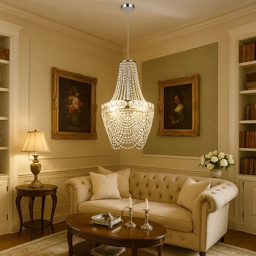 Kristallleuchter Modern, 3-flammig E27 in silber von Globo