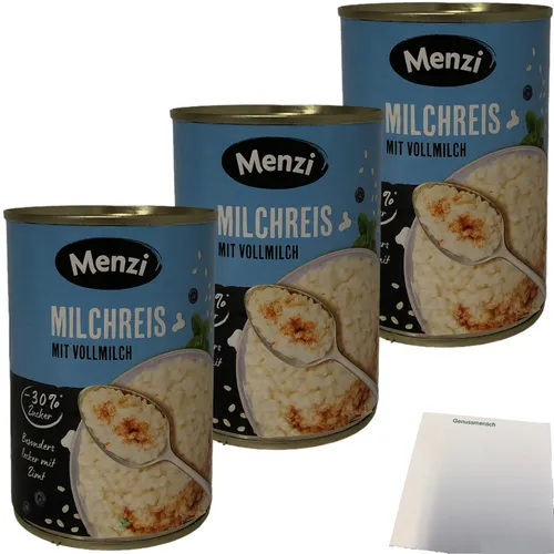 Menzi Milchreis verzehrfertig kalt oder warm ein Genuss 3x400g Dose  usy Block