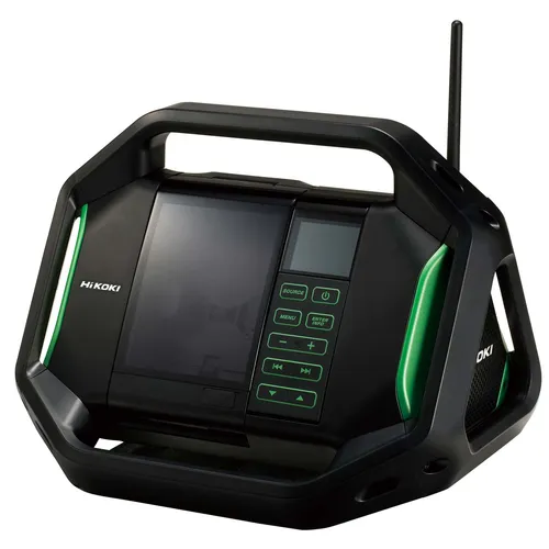 HiKOKI Baustellenradio UR18DSAL - Robust mit IPX4-Schutz - Radios: Robustes Baustellenradio mit IPX4-Schutz, bis zu 19 Stunden Akkulaufzeit und vielseitiger Konnektivität für maximale Flexibilität auf der Baustelle.