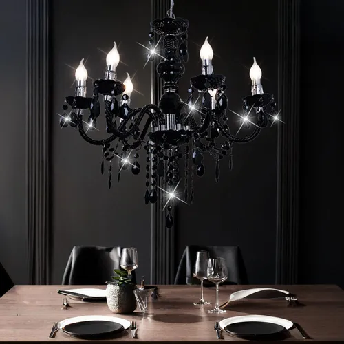 Eleganter Hänge Leuchte Kronleuchter schwarz mit LED in schwarz von ETC Shop