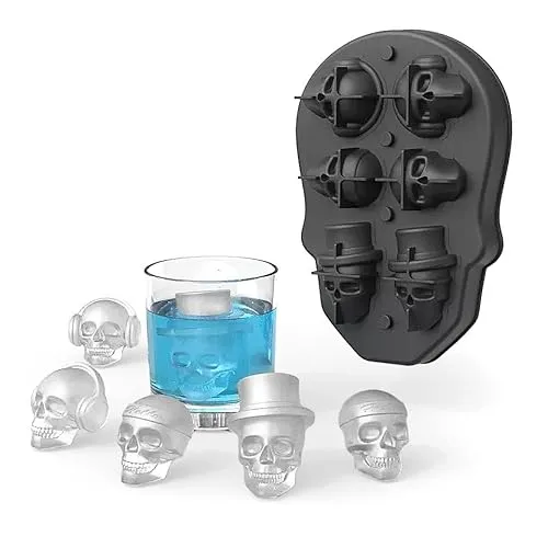 Steampunk Totenkopf Motv-Silikonform Eiswürfel & Backen - 6 Figuren - Halloween, Karneval & Motto-Party