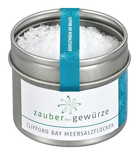 Zauber der Gewürze Clifford Bay Meersalzflocken – Naturbelassene, zarte Meersalzflocken aus dem Südpazifik, reich an Mineralstoffen und ideal zum Verfeinern und Würzen, 45 g
