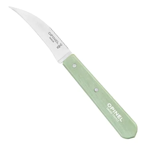 OPINEL Gemüsemesser N°114 Salbeigrün, Griff aus lackiertem Weißbuchenholz, Klinge aus Edelstahl, 10000930, Grün