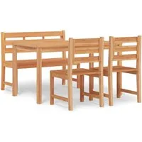 vidaXL 4-tlg Garten-Essgruppe aus massivem Teakholz - Elegante Garten-Essgruppe aus robustem Teakholz, ideal für entspannte Stunden im Freien. Mit stabiler Tischplatte und wasserabweisenden Eigenschaften bietet sie Komfort und Langlebigkeit für drinnen und draußen.