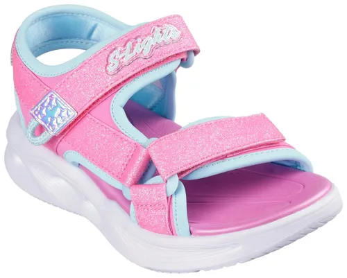 Skechers Sola Glow Sandal Sportsandale, Pink, 33 EU - Wanderschuhe mit beleuchteten Elementen, ideal für Kinder, mit Doppelriemen und praktischem Klettverschluss für einfachen Einstieg.