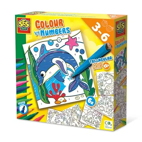 SES Creative 14690 Mahlen nach Zahlen-Dreikant Filzstifte, diverse Farben