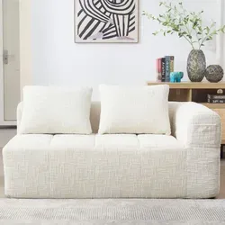 STILVORA  Ecksofa für 2 Personen,Moderner Doppel-Loungesofa Relaxsofa mit Armlehnen&Kissen,keine Installation erforderlich,Seitentasche für Fernb... - Beige