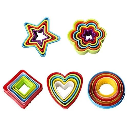 LHKJ 25 Stücke Plätzchen Ausstecher Mini, Kleine Keksausstecher aus Kunststoff, Geometrische Keks Ausstechformen Set