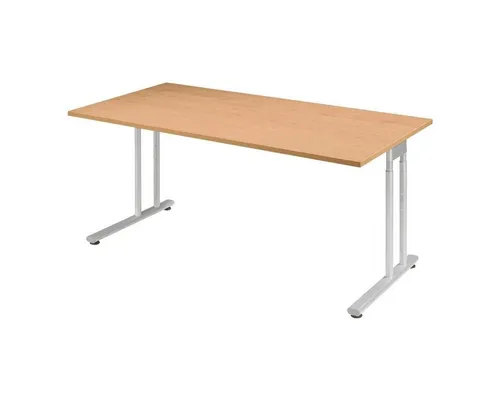 Schreibtisch PALENQUE mit C-Fuß, 180x80 cm aus Buche - Moderner Schreibtisch PALENQUE mit C-Fuß in rechteckiger Form, ideal für ergonomisches Arbeiten. Maße: B 1800 x T 800 x H 720 mm, beständig und stilvoll.