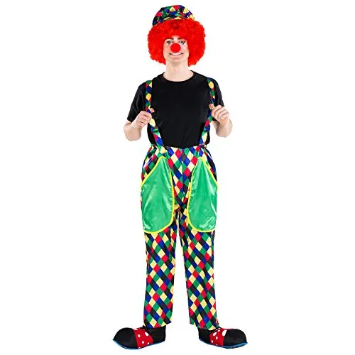 tectake® Herrenkostüm Clown August - Karnevalskostüm in bunten Farben, ideal für Faschingspartys und sorgt mit seinem bequemen Schnitt für unbeschwerten Spaß.
