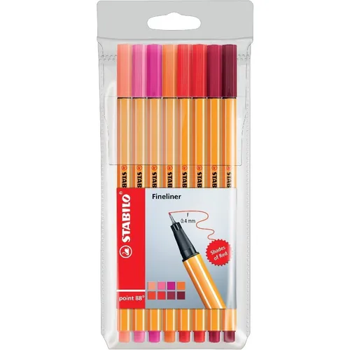 STABILO Fineliner point 88 8er Rottöne Etui (8x) (88/8-02) in rot von STABILO
