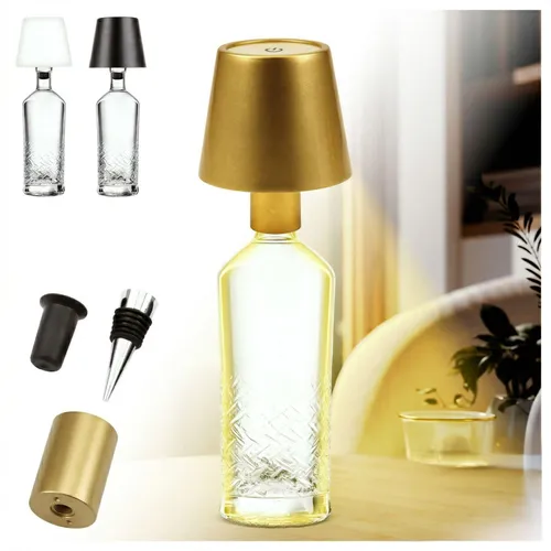 LED Flaschenlampe Bottle Light V2442 – Dimmbare Deko-Leuchte mit 3 Lichtfarben und TOUCH-Funktion für Innen & Außen Gold