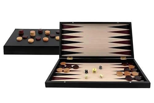 Aquamarine Games -Backgammon Black Series, Schwarz, NO-Value (Compudid CP033)