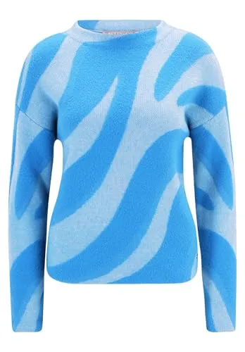 Betty & Co Damen Strickpullover mit Jacquard 38, Blau/Blau
