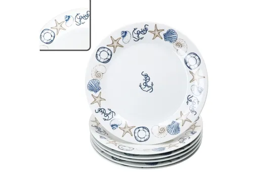 MamboCat Speiseteller Neptun 6er Set 27cm - Maritime Speiseteller aus hochwertigem Porzellan, ideal für festliche Anlässe oder den täglichen Gebrauch.