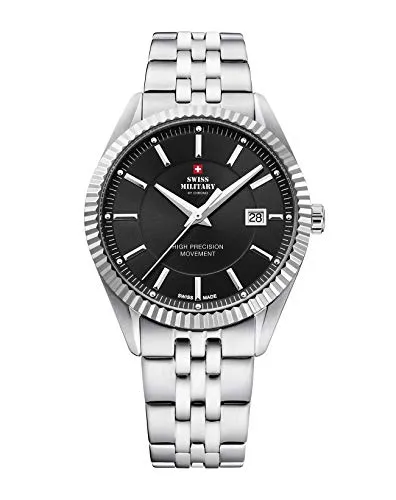 Swiss Military SM34065.01 Herrenuhr - Eleganter Chronograph in Silber/Schwarz - Chronographen mit 5ATM Wasserdichtigkeit und präzisem Quarzwerk. Ideal für stilbewusste Herren, die Qualität und Funktionalität schätzen.