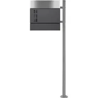 ECD Germany Standbriefkasten Edelstahl, Anthrazit/Silber mit Zeitungsfach