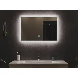 LED Spiegel 80x53 cm mit Touch Bedienung - Eleganter LED Spiegel 80x53 cm mit innovativer Touch-Bedienung. Die dimmbare Hintergrundbeleuchtung sorgt für eine optimale Ausleuchtung und passt sich jedem Raum an. Ideal für Badezimmer und Wohnbereiche.