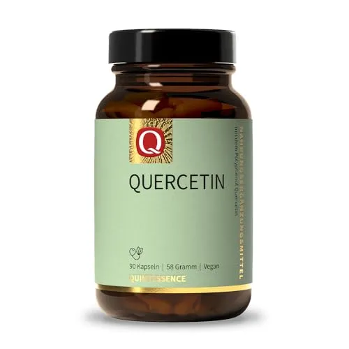 Quintessence Quercetin hochdosiert, 90 x Kapseln, Quercetin 500mg je Kapsel, Vegan, 100% Reinstoffqualität ohne Farbstoffe & andere chemische Zusätze, Produziert in Österreich