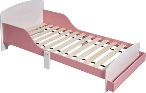 Kinderbett mit Rausfallschutz in Rosa