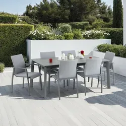 IDIMEX Gartenlounge-Set VERANO, Outdoor Sitzgruppe mit ausziehbarem Tisch und 6 Stühlen