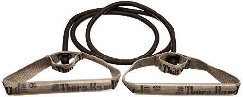 TheraBand Widerstandstrainer Bodytrainer Tubing mit flexiblen Griffen Schwarz | Extra schwer, OneSize