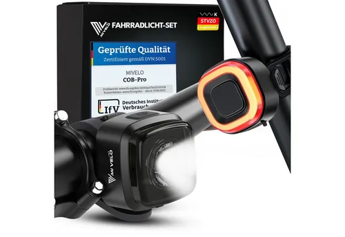 MIVELO Fahrradbeleuchtung COB Pro LED Set mit Bremsfunktion