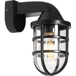 Qazqa Joeri - Moderne Außen Wandleuchte schwarz IP54 - Lampen für Außenbeleuchtung, dimmbar und ideal für Garagen oder Keller. Schützen Sie Ihre Außenbereiche mit dieser eleganten, langlebigen Wandleuchte.
