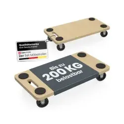 GENTOR Möbelroller 2er Set – Rollbrett & Transporthilfe bis 200 kg mit 360&deg; Rollen & Anti-Rutsch