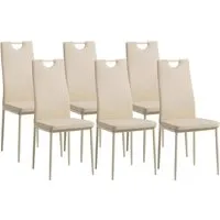 ALBATROS Esszimmerstühle 6er Set Salerno, Beige - Moderner Polsterstuhl im italienischen Design - Esszimmerstühle mit robustem Kunstlederbezug und dicker Polsterung für optimalen Sitzkomfort. Ideal für Esszimmer, Küche oder Wohnzimmer und leicht zu reinigen.