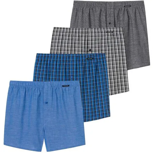 SCHIESSER Herren Web-Boxershorts, 4er Pack - Bequeme Unterwäsche aus Baumwolle - Bequeme Herren Web-Boxershorts von SCHIESSER im praktischen 4er Pack. Aus hochwertiger Baumwolle mit elastischem Bund für optimalen Tragekomfort. Ideal für den täglichen Einsatz.