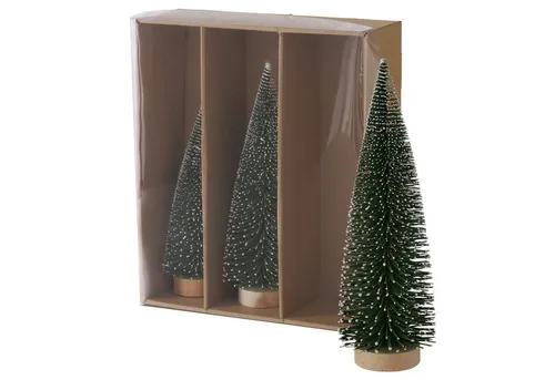 BOLTZE Dekofigur B.2 3tlg. Deko-Aufsteller Tarvo - Weihnachtszauber - 3-teiliges Set aus unterschiedlich großen Tannen in Dunkelgrün mit Schnee-Effekt, ideal zur festlichen Weihnachtsdekoration für eine gemütliche Winterlandschaft in Ihrem Zuhause.
