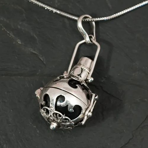 Silber Klangkugel Anhänger Engelsrufer Glücksbringer Spirituelle Bola Amulett