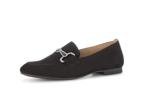 Gabor Damen Slipper, Frauen Slip On,Mokassins,Halbschuhe,Schlupfschuhe,schluepfschuhe,Loafer,College Schuhe,schwarz(Altsilber),43 EU / 9 UK