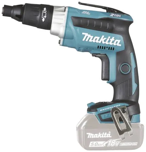 Makita DFS251Z Akku-Schnellbauschrauber 18V - Akkuschrauber mit 18 V und Push&Drive-Technologie für effizientes Arbeiten. Gummierter Pistolengriff sorgt für komfortable Handhabung. Integrierte LED-Beleuchtung für optimale Sicht beim Schrauben.