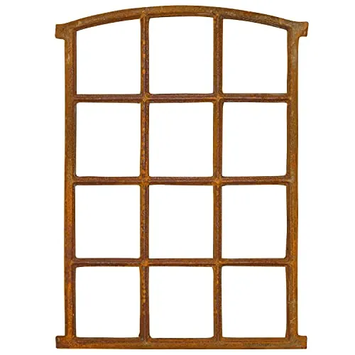 Aubaho Dekoobjekt Stallfenster 12 Felder Eisen 78cm - Antikes Scheunenfenster aus Gusseisen, vielseitig einsetzbar als Dekoration, Gitter oder Spiegel. Perfekt für Scheunen und Gartenhütten.