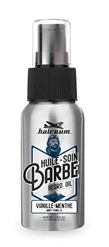 Hairgum Bartöl, Minze / Vanille, 40ml - Natürliches Bartöl mit feuchtigkeitsspendenden Eigenschaften für einen gepflegten Bart. Ideal für die tägliche Bartpflege und -styling. Schenkt Geschmeidigkeit und Glanz.