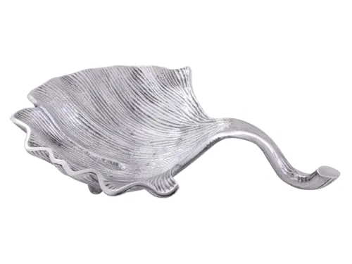 Amago home Dekoschale Schale Aluminium Ginkgo groß gold o. silber Blattschale Farbe silber
