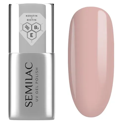 Semilac UV Nagellack Base Coat Care Base 7 ml – Stärkende Nagelbasis mit Keratin, Biotin & Vitamin E – Für brüchige, weiche & dünne Nägel – Beige-Rosé Ton