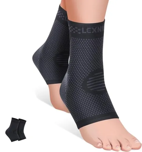 Aubzy 2 Stück Knöchelbandagen, Kompressionsstrümpfe gegen Plantarfasziitis & Arthritis. Orthopädisch, atmungsaktiv für Damen & Herren.(XL)