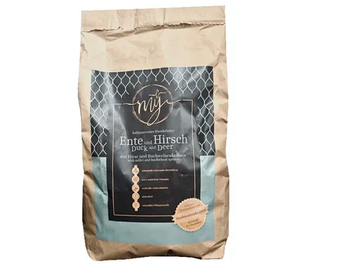 My Trockenfutter Ente und Hirsch mit Hirse und Buchweizenkeimen 1,5kg mÿ kaltgepresst für Hunde ohne künstliche Zusatzstoffe