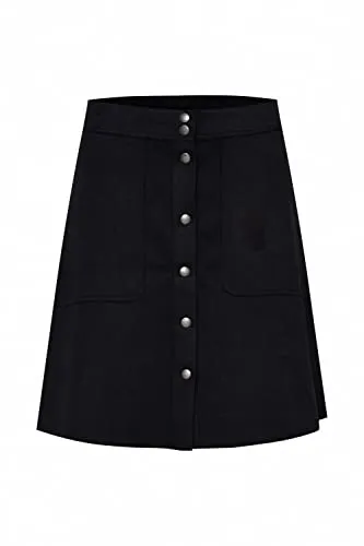 OXMO OXJune Damen Midi Rock - Stylischer Kunstlederrock in Veloursoptik, ideal für vielseitige Outfits. Bequem und nachhaltig produziert, perfekt für jeden Anlass.