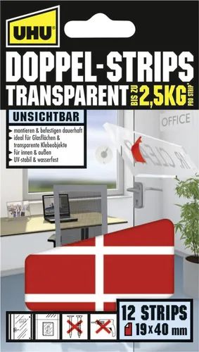 UHU Klebeband 45515 - Doppelseitige Klebestrips transparent, ideal für kreative Bastelprojekte und sauberes Kleben