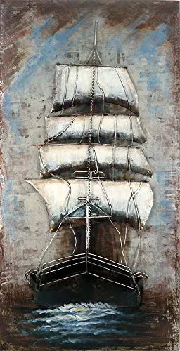 Handgefertigtes Metallbild Wandbild verschiedene Größen Kunst Bild 3D-Optik (Metallbild Sailing II (ca. 60x120 cm))