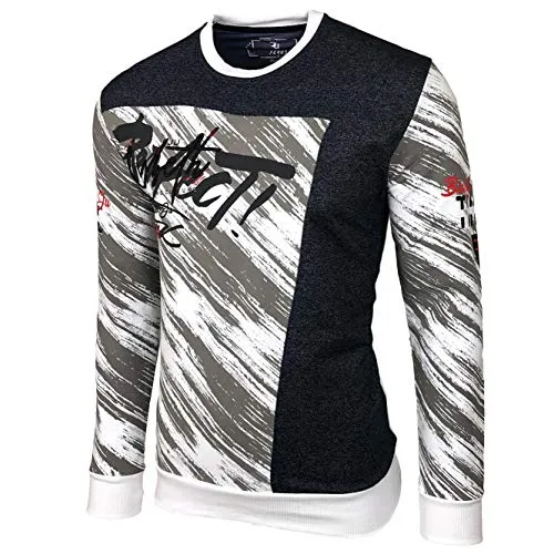 Baxboy Herren Pullover Hoodie Sweatjacke Longsleeve Sweatshirt Jacke Langarm Kapuzenpullover Hoody Sweater 2628, Farbe:Weiß_1, Größe:XL