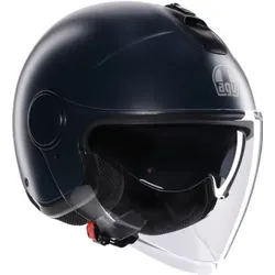 AGV ETERES E2206 Motorrad Jet-Helmet, Unisex, Matt Ottanio, S - Motorradhelm mit kratzfestem Visier und integrierter Sonnenblende, ideal für Brillenträger und ausgestattet mit einem komfortablen, waschbaren Innenfutter.