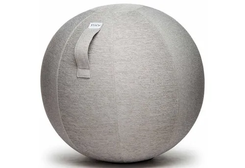 VLUV Stuhl Sitzball Stoff Stov 60-65 cm - Stylischer Sitzball in hellgrau, ideal für ergonomisches Sitzen und Bewegung. Belastbar bis 120 kg, inklusive Tragegriff und Zubehör für einfachen Transport.