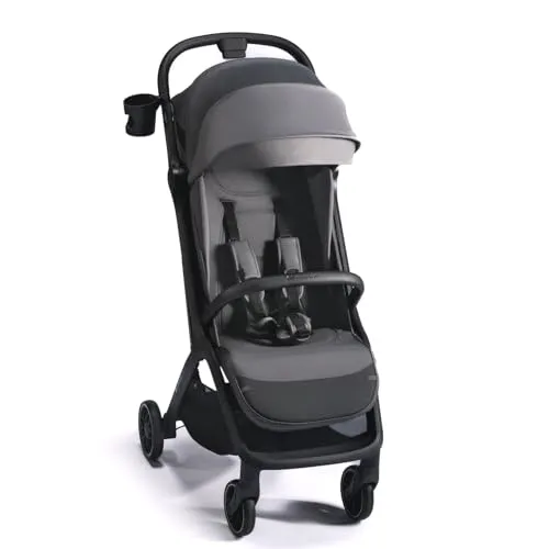 Kinderkraft Kinderwagen NUBI 2 Cloud Grey - Leichter Kinderwagen bis 22 kg, mit automatischem Klappmechanismus und wasserfestem Verdeck mit UPF 50+. Ideal für aktive Eltern und komfortable Ausflüge.